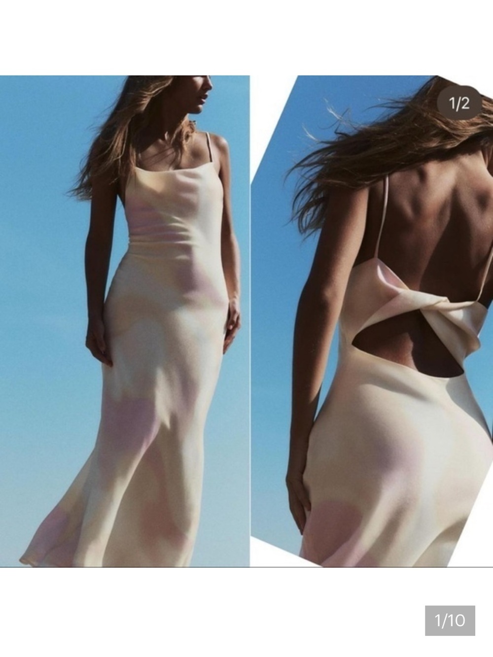 Zara NWT satin effect foil midi slip dress